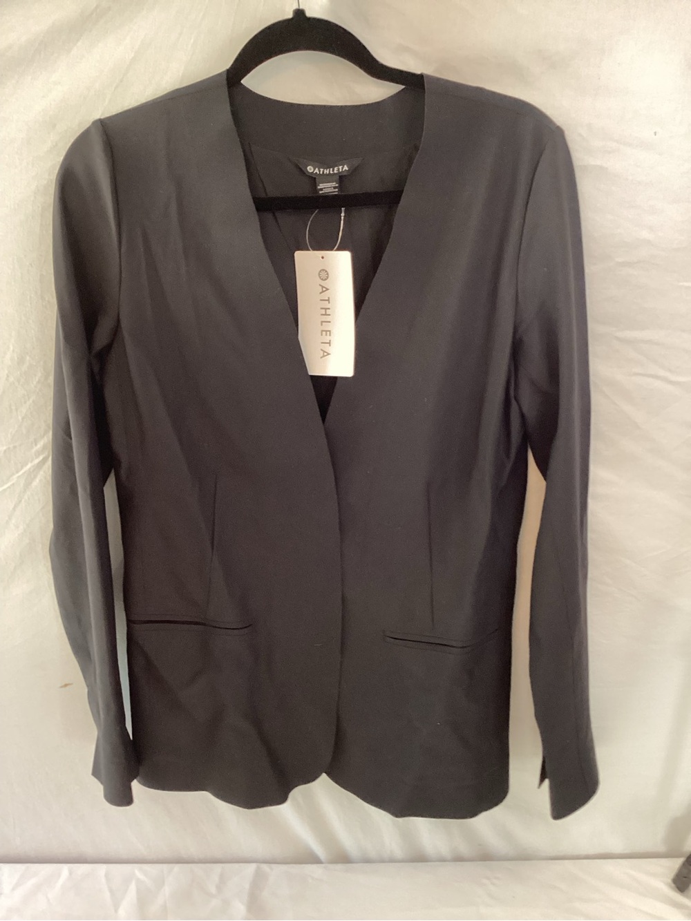 Athleta Black Open-Front Longline Blazer